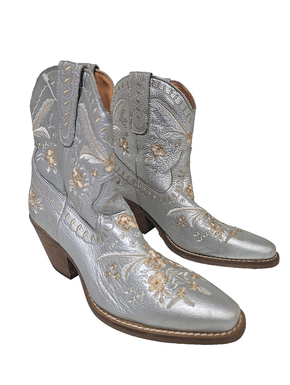 Dingo Women's Primrose Snip Toe Western Ankle Boots DI748 Silver-Floral Size 7M